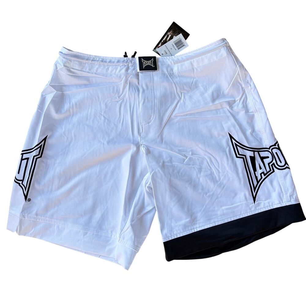 Tapout Shorts 30 Deadstock White Y2K Embroidered Baggy Spellout Taiwan 2000s